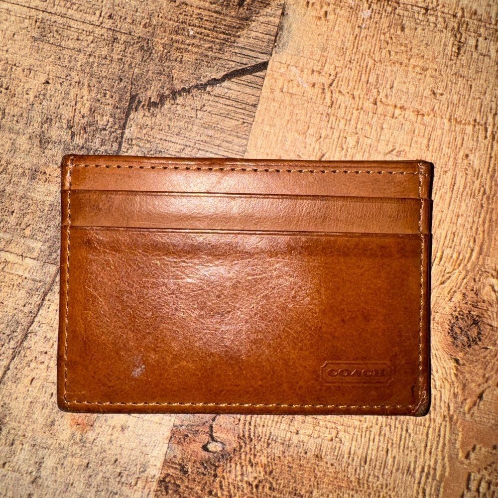 Vintage Coach Multifunction Wallet #7219 British Tan 1990's and card holder - Picture 8 of 13